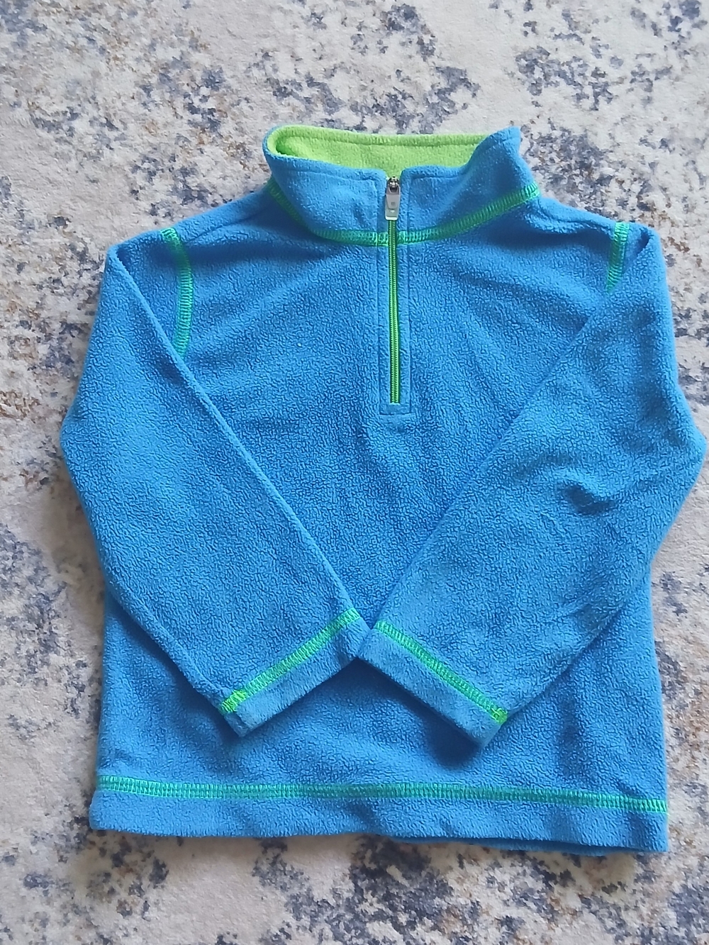 L.L. Bean Turquoise Fleece Half-Zip with Lime Trim